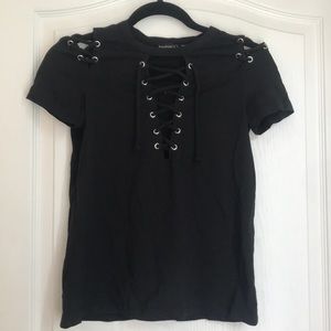 Boohoo Lace Up T-Shirt Top